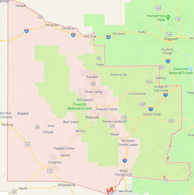 Yavapai County Map for Foodscape Reference
