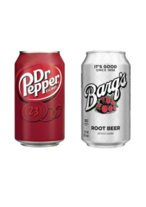 Soda. Dr. Pepper, Seven-Up, Coca-Cola, Barq's Root Beer